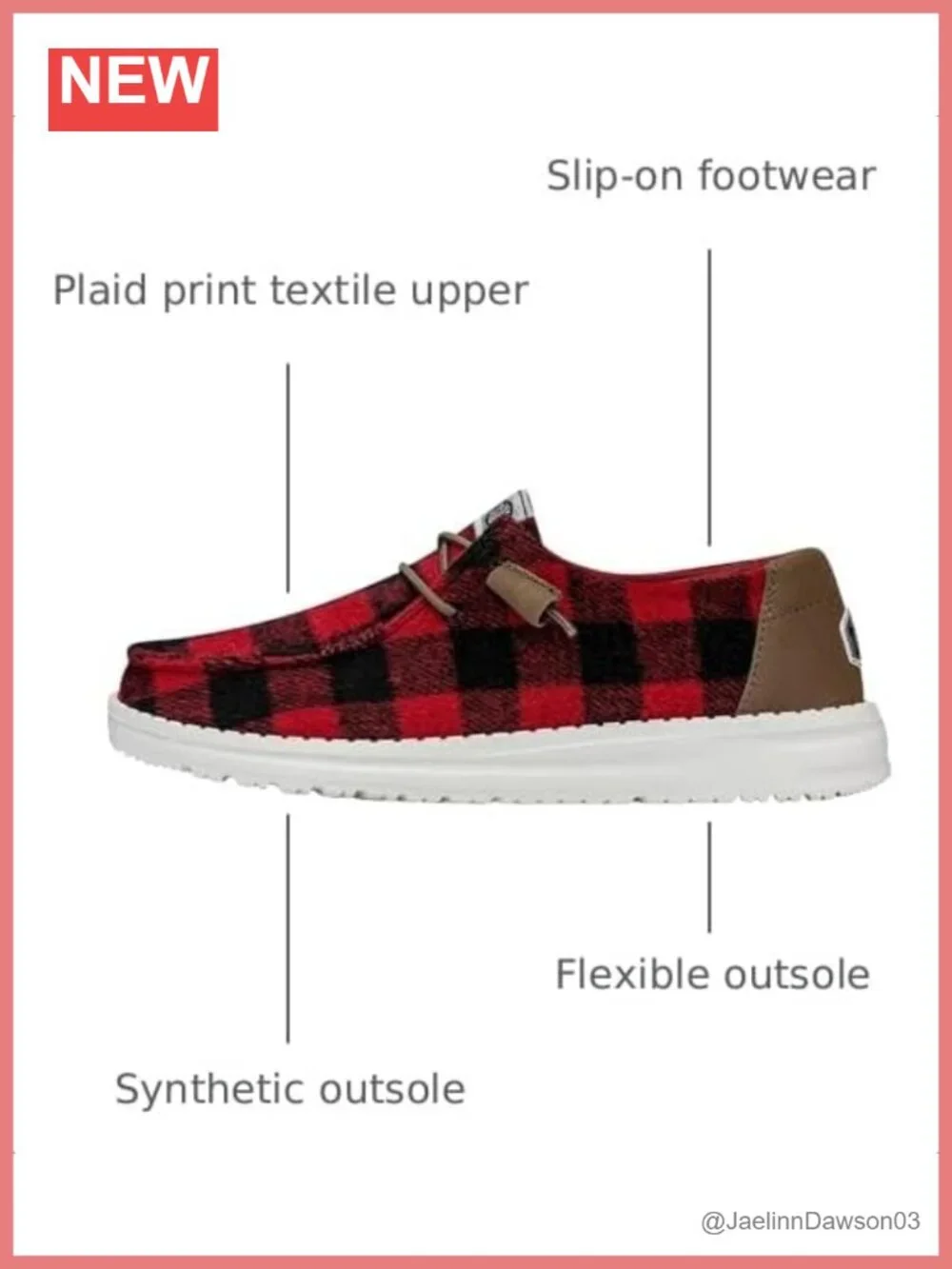 Plaid Textile Slip On Loafer Lightweight Comfortable Women's Shoe